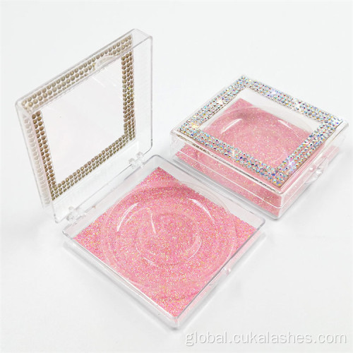 Plastic Lash Box square rhinestone glitter lashes boxes Factory